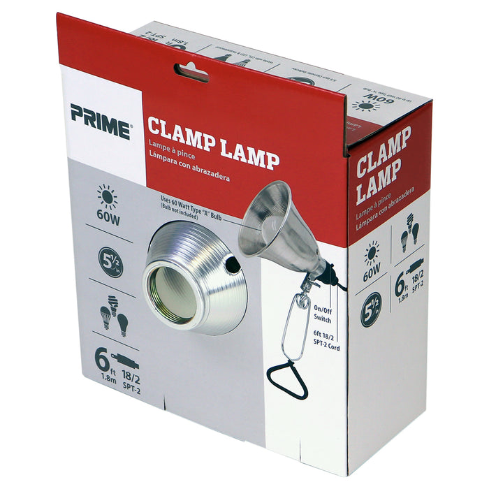 60 Watt Clamp Lamp w/6ft Power Cord
