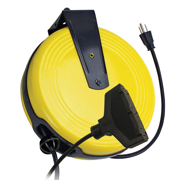 25ft 3-Outlet Retractable Metal Cord Reel