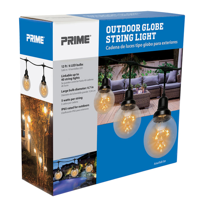 Outdoor Globe 6-LED Bulb<br />12ft Light Strings