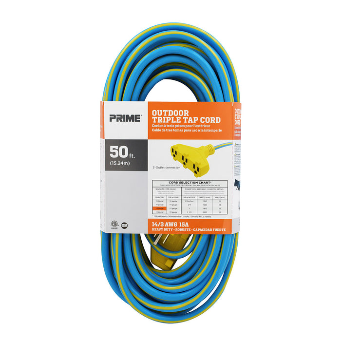 50ft 14/3 SJTW 3-Outlet <br />Outdoor Extension Cord