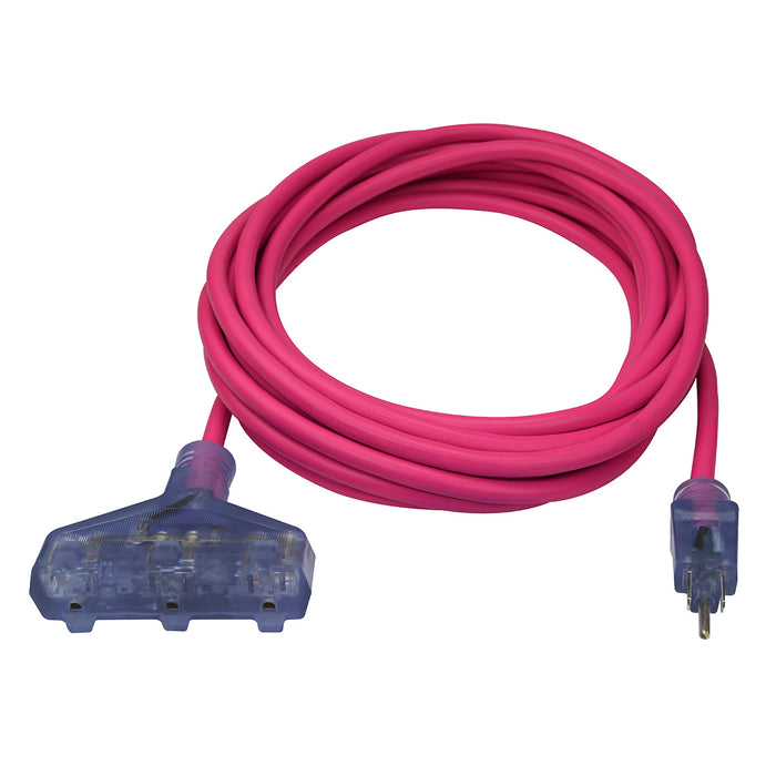 25ft 12/3 SJTW -50°C <br />Neon Flex® High Visibility <br />3-Outlet Extension Cord