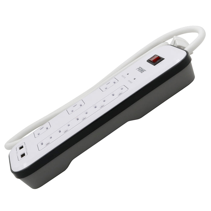 8-Outlet 2400 Joule <br />Multimedia Surge Protector <br />w/2-Port USB Charger