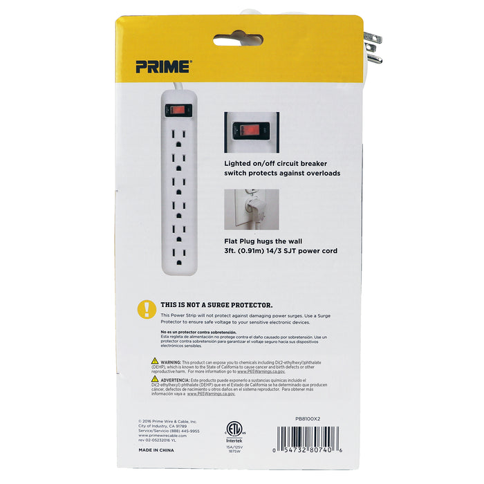 2PK 6-Outlet Power Strips