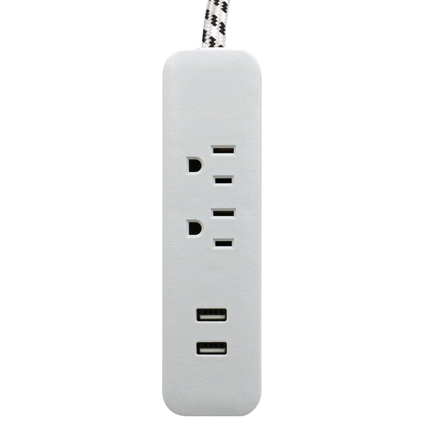 2-Outlet 2-Port 2.1AMP USB Power Strip w/6ft Accent Cord