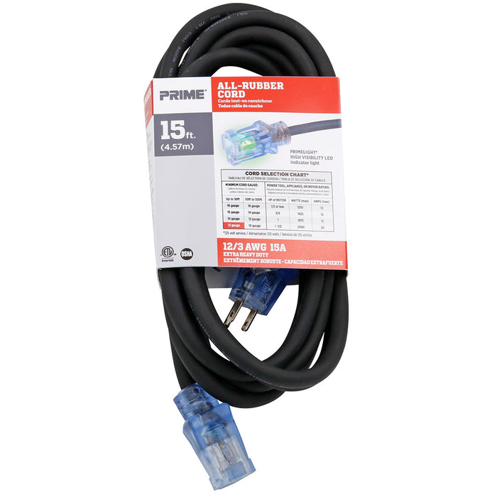 15ft 12/3 SJOOW All-Rubber™ Outdoor Extension Cord