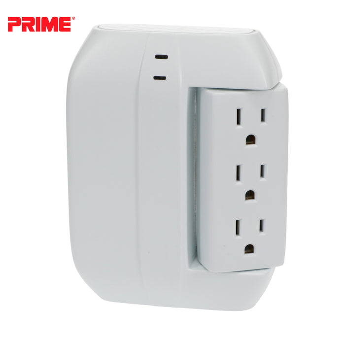 3-Swiveling Outlets <br />1200 Joule Surge Tap <br />w/4-Port 4.2A USB Charger