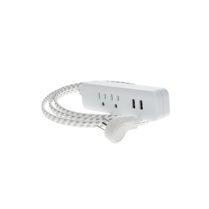 2-Outlet 2-Port 2.1AMP USB Power Strip w/6ft Accent Cord