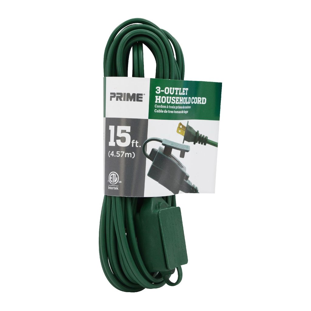 12FT 3-Prong Extension Cord 3 outlets With Switch 16AWG Indoor Extension  Cord