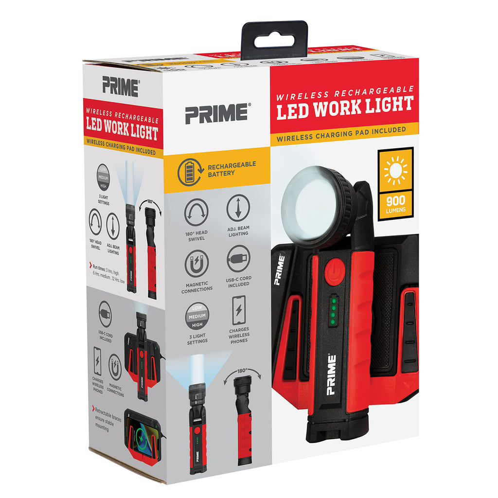 900 Lumens<br> Wireless Rechargeable LED Work Light<br> with Magnetic Charging Pad