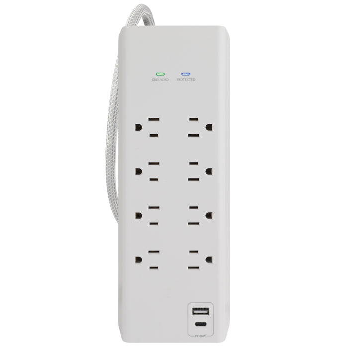 8-Outlet 3000 Joule <br />Surge Protector w/ USB Charging and 8ft Cord