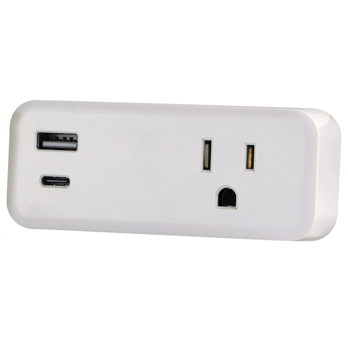 Surge Protector w/ <BR> 1-Port USB-C 20W PD & 1-Outlet 1-Port USB-A USB Charger