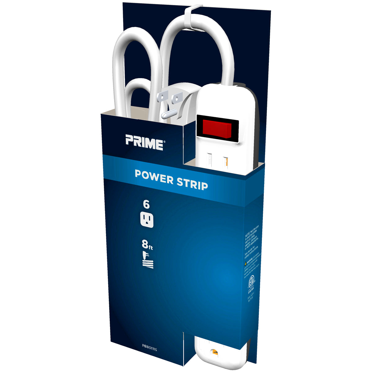 6 Outlet Power Strip with 8ft Cord — Prime Wire & Cable Inc.
