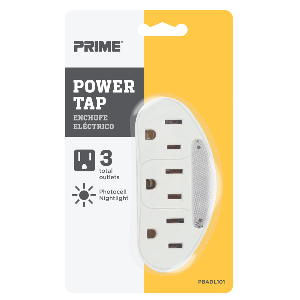 3-Outlet Power Tap <br />w/Photocell Nightlight