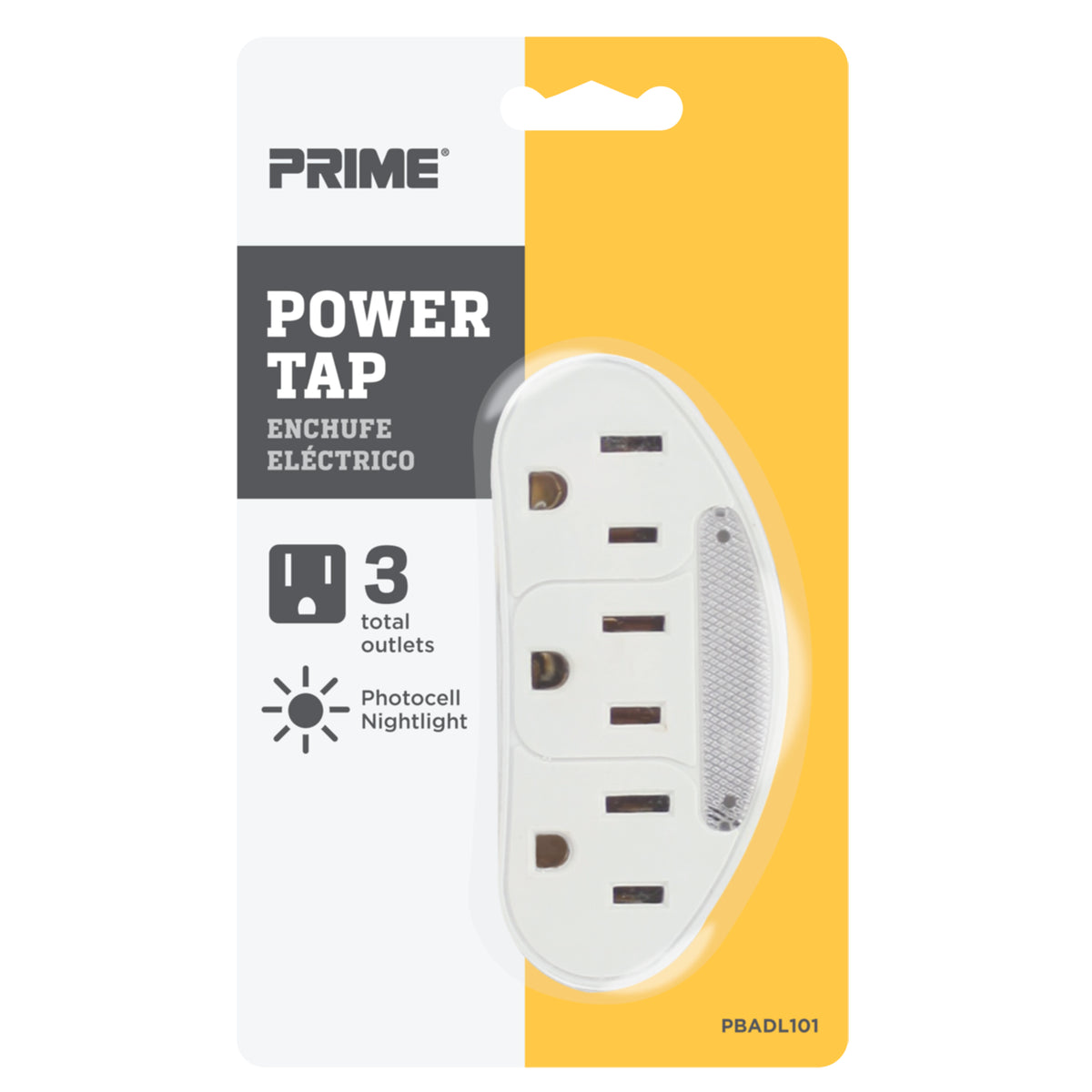3-Outlet Power Tap w/Photocell Nightlight — Prime Wire & Cable Inc.