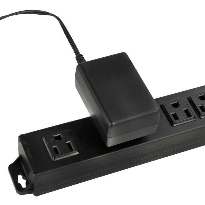 7-Outlet 1500 Joule Black Metal Surge Protector w/6ft Cord