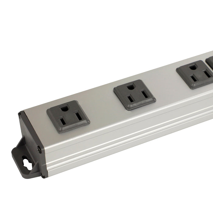 7-Outlet 1500 Joule Silver Metal Surge Protector w/6ft Cord