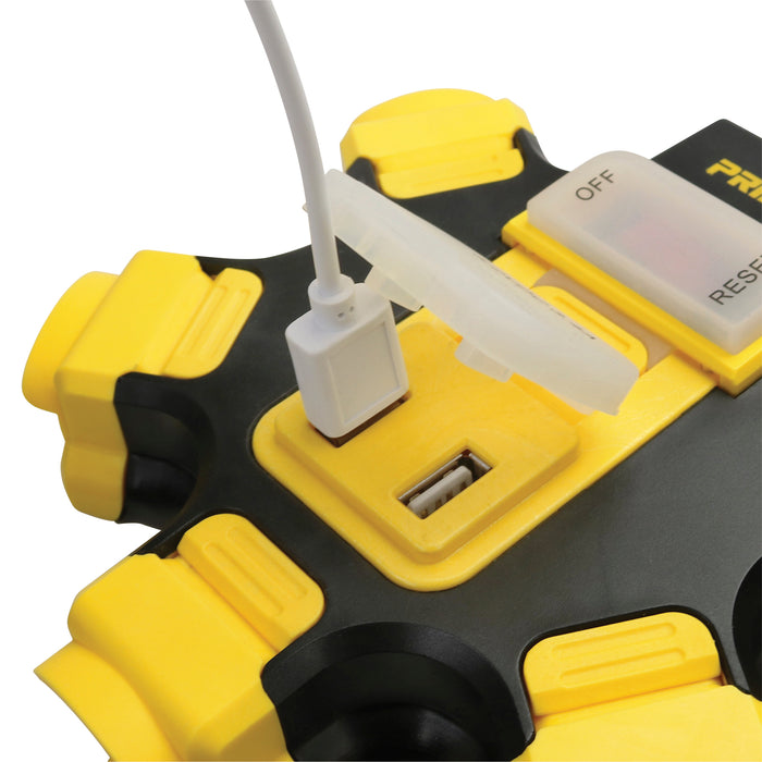 5-Outlet Power Hub <br />w/2-Port 3.4AMP USB Charger