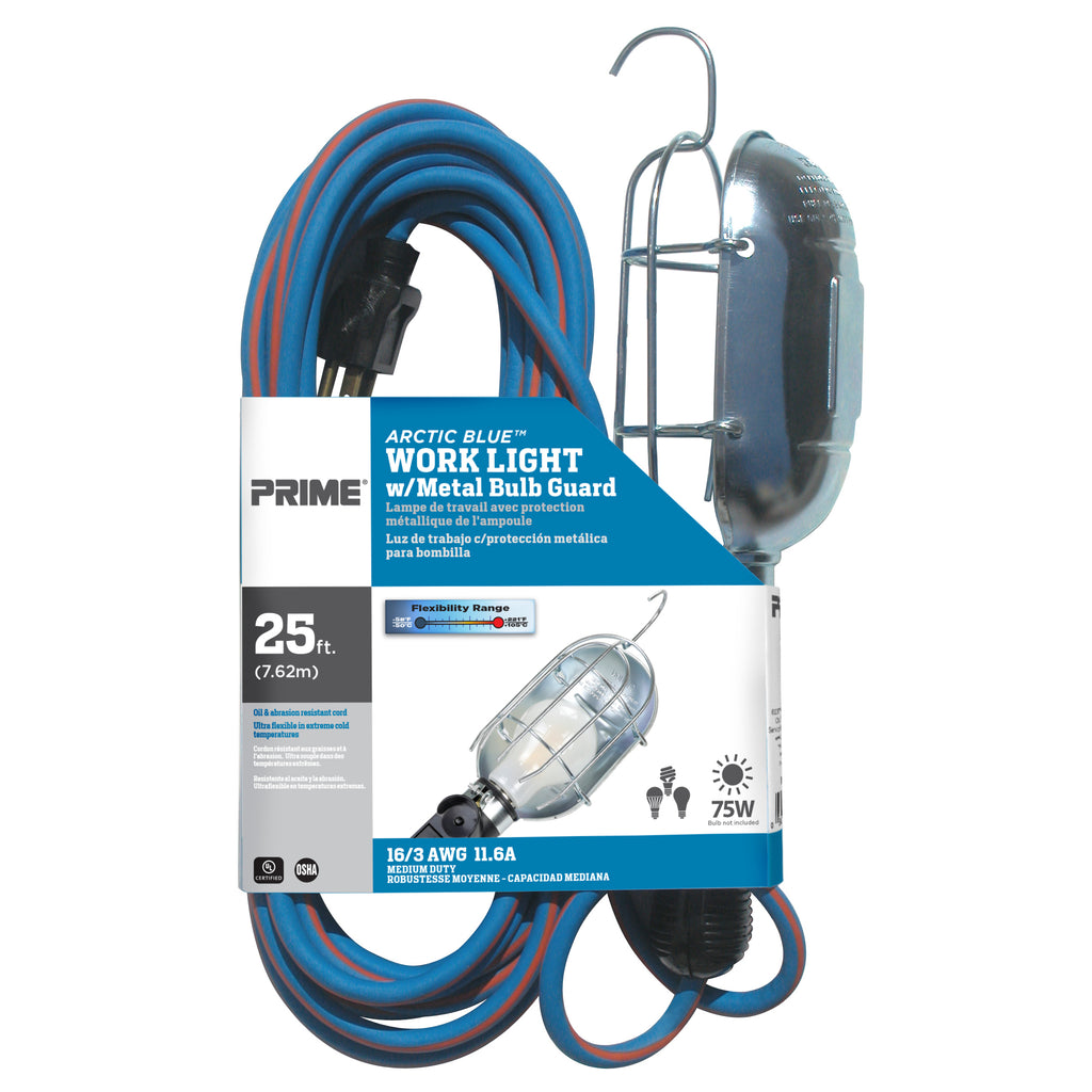 75 Watt Metal Guard Work Light w/25ft TPE-Rubber Cord