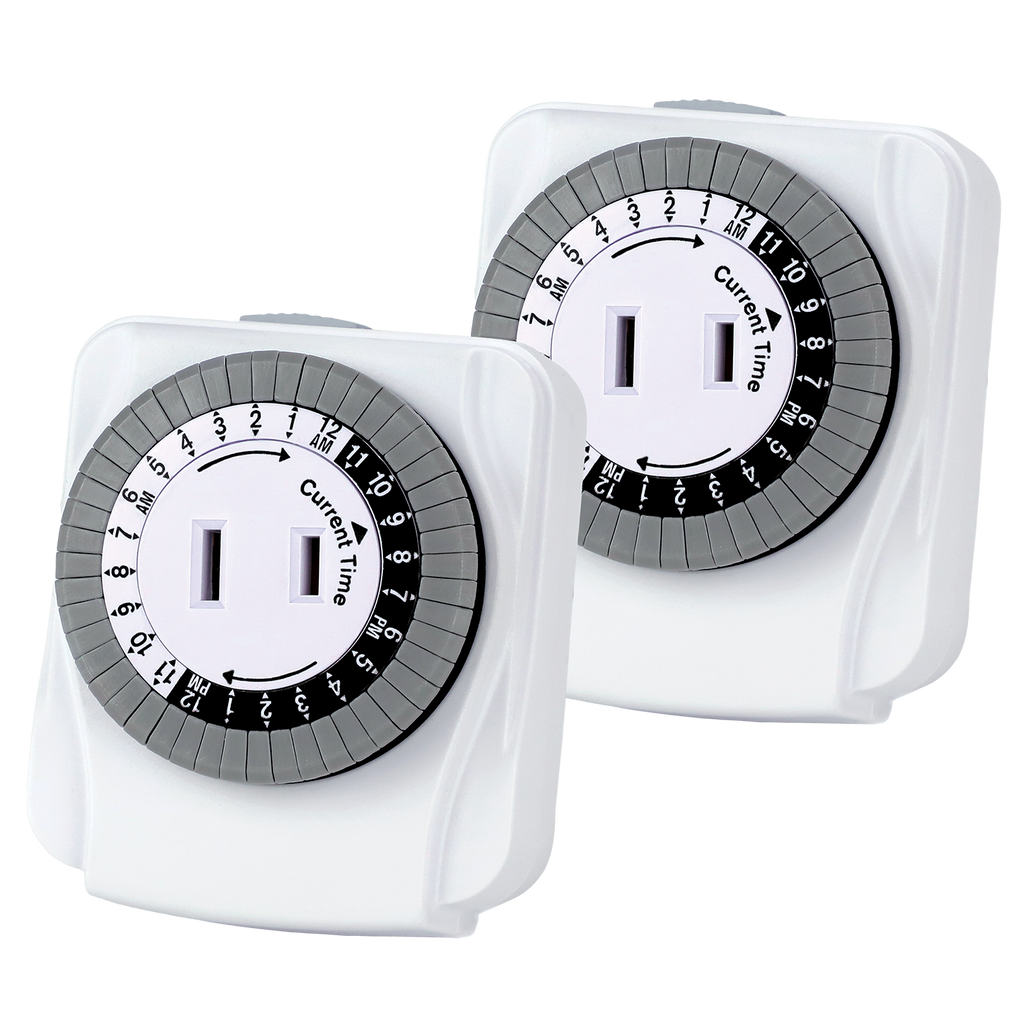 2 Pack 1 Outlet Indoor 24-Hour Timer with EZ Access Outlet