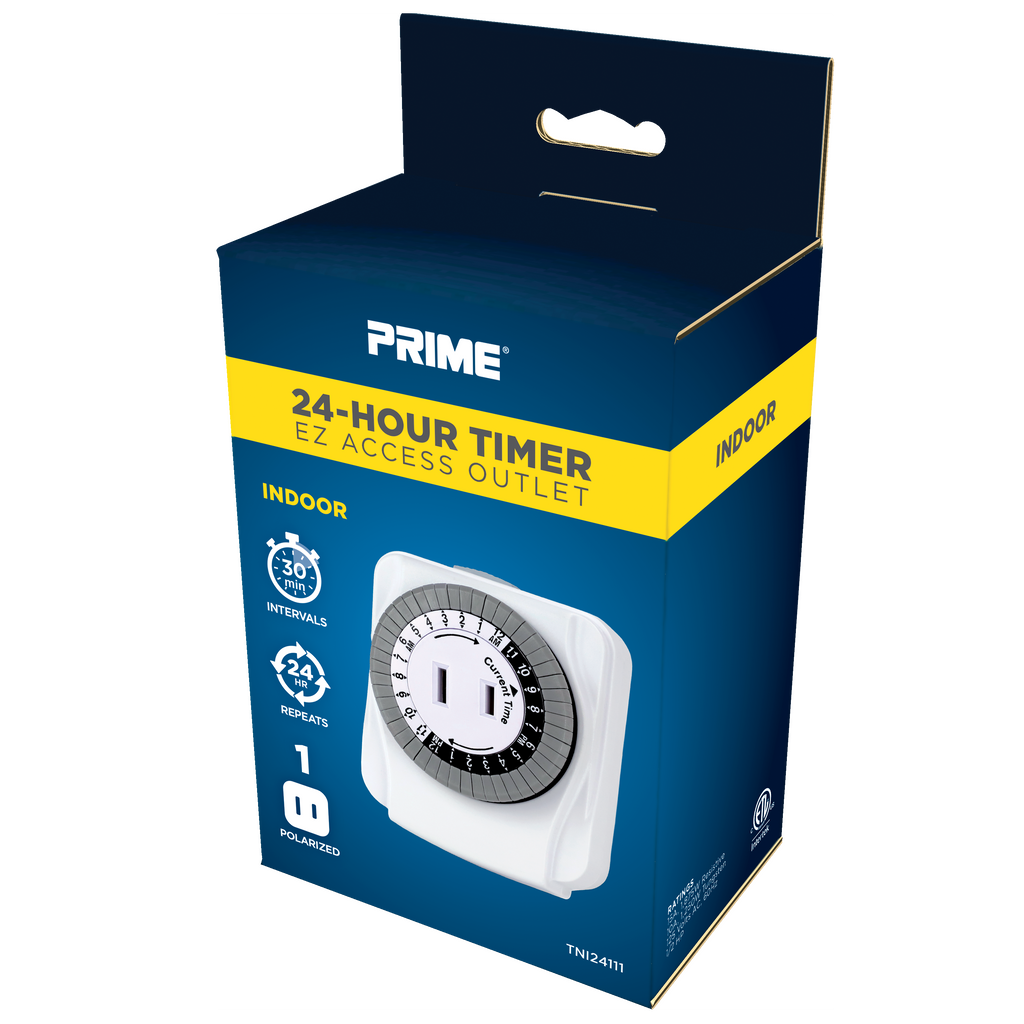 1-Outlet Indoor 24hr Timer with EZ Access Outlet — Prime Wire