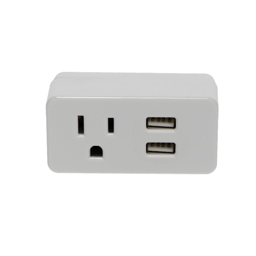 1-Outlet 2-Port Type-A, 2.1A USB Charger