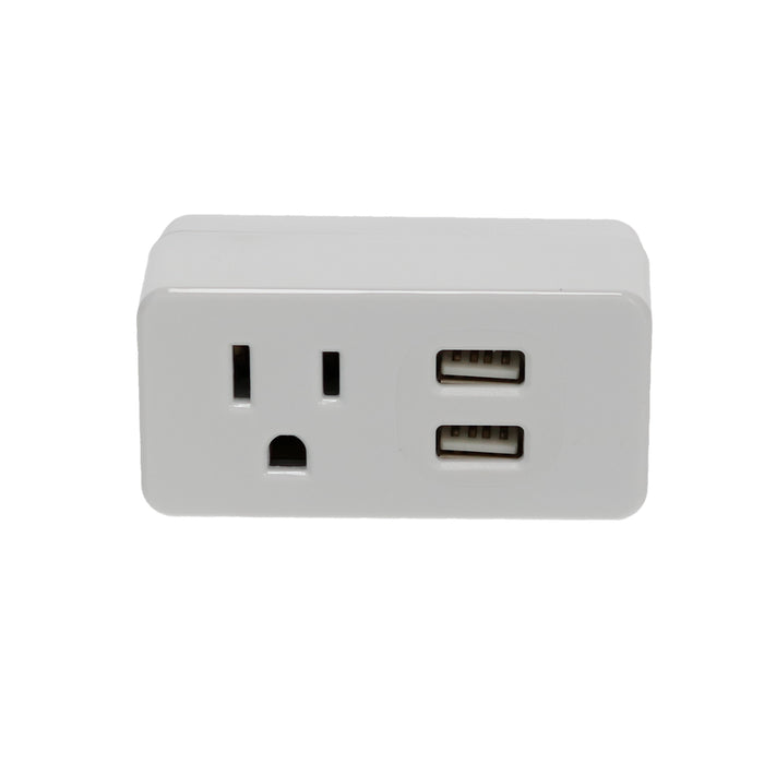 1-Outlet 2-Port Type-A, 2.1A USB Charger