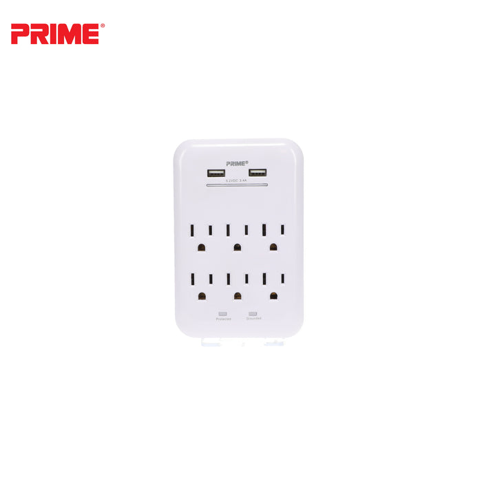 6 Outlet 1200 Joule Surge Tap<br>with 2-Port 3.4A USB Charger