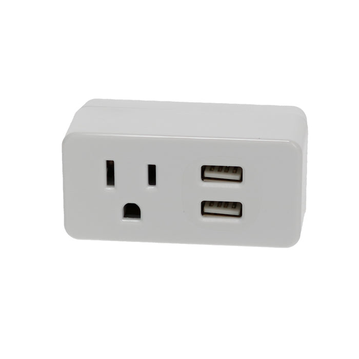 1-Outlet 2-Port Type-A, 2.1A USB Charger