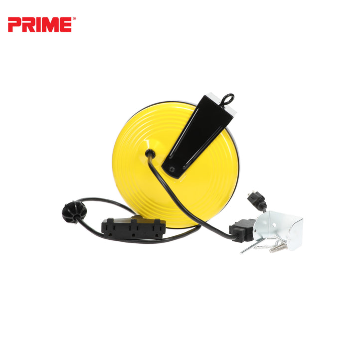 25ft 3-Outlet Retractable<br>Metal Cord Reel