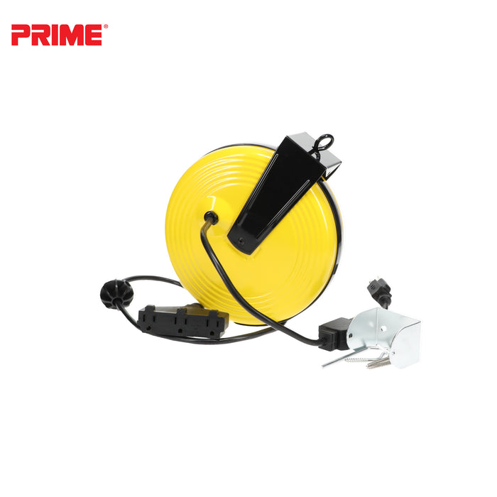 25ft 3-Outlet Retractable<br>Metal Cord Reel