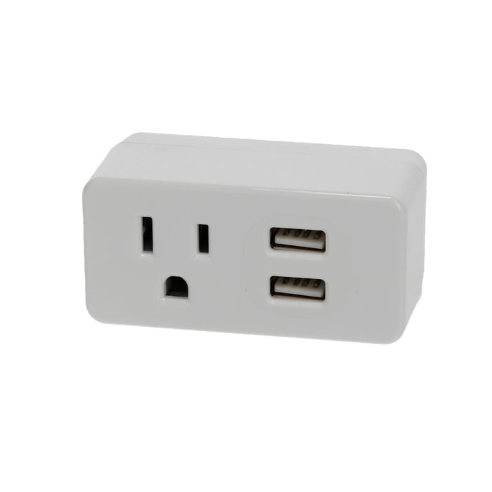 1-Outlet 2-Port Type-A, 2.1A USB Charger