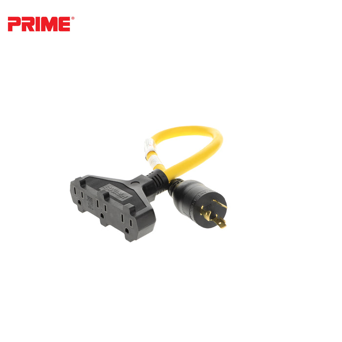 2ft 12/3 STW <br />Twist-to-Lock to U-Ground <br />3-Outlet Adapter