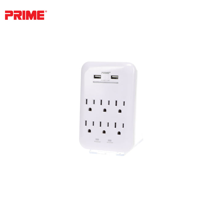 6 Outlet 1200 Joule Surge Tap<br>with 2-Port 3.4A USB Charger