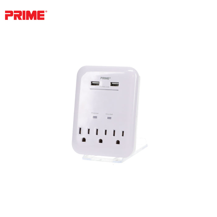 3 Outlet 950 Joule Surge Tap <br />with 2-Port 3.4A USB Charger