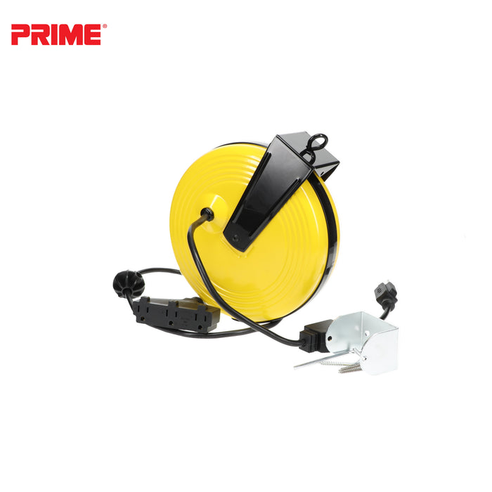 25ft 3-Outlet Retractable<br>Metal Cord Reel