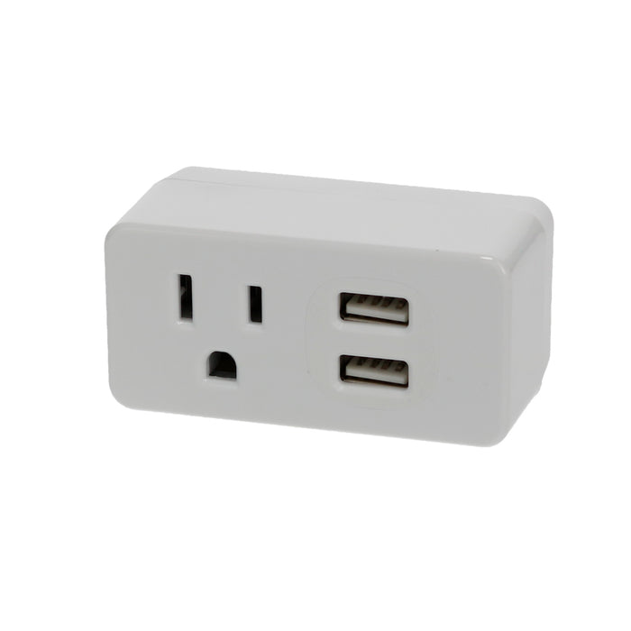 1-Outlet 2-Port Type-A, 2.1A USB Charger