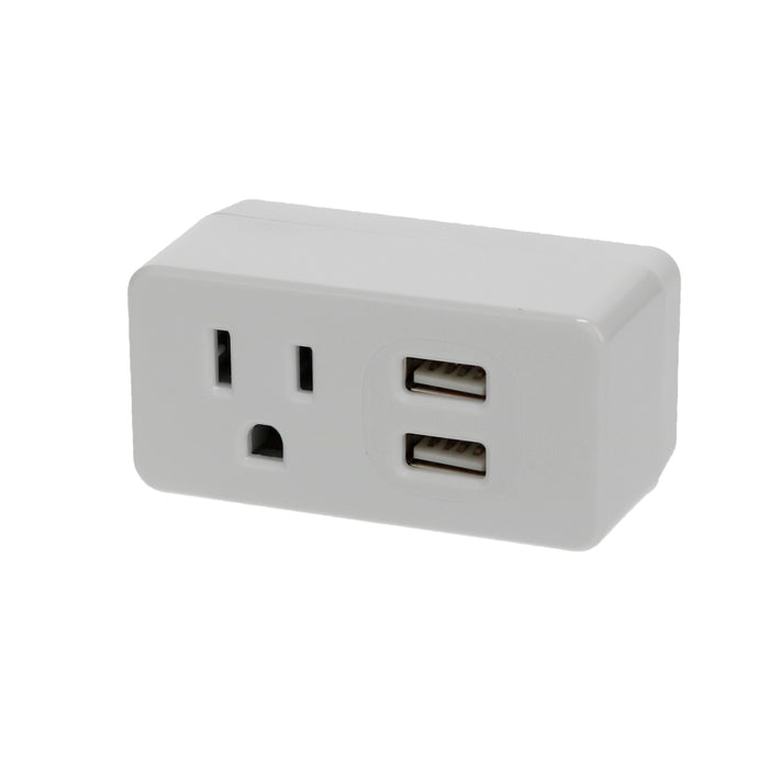 1-Outlet 2-Port Type-A, 2.1A USB Charger