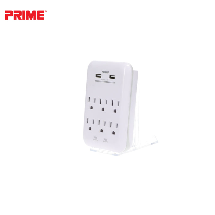 6 Outlet 1200 Joule Surge Tap<br>with 2-Port 3.4A USB Charger