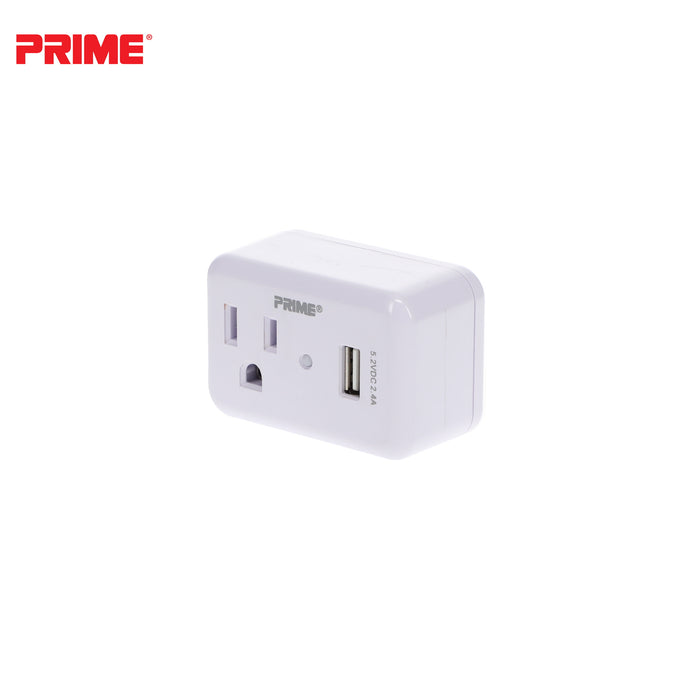 1 Outlet 150 Joule Surge Tap <br />with 1-Port 2.4A USB Charger