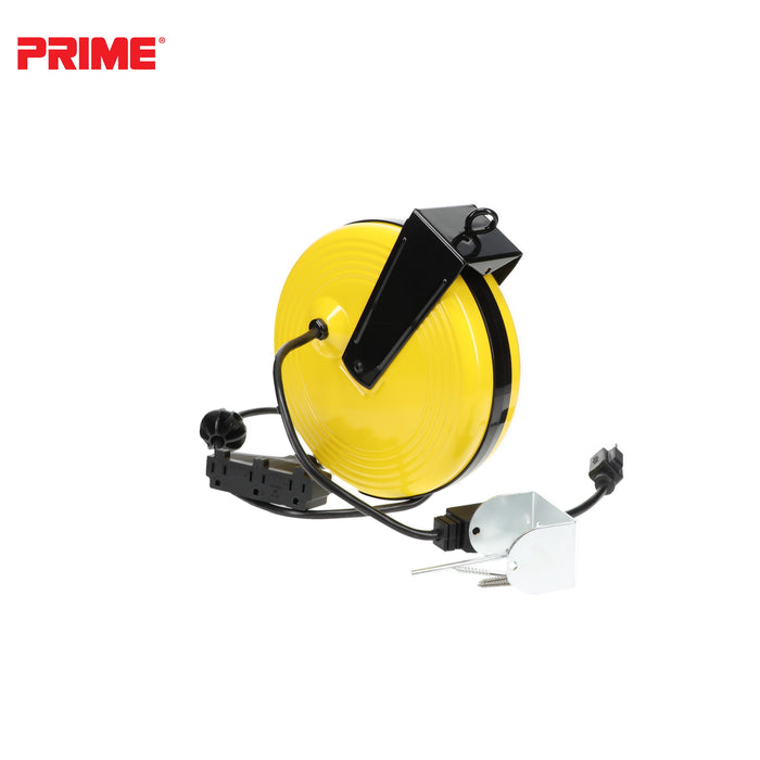 25ft 3-Outlet Retractable<br>Metal Cord Reel