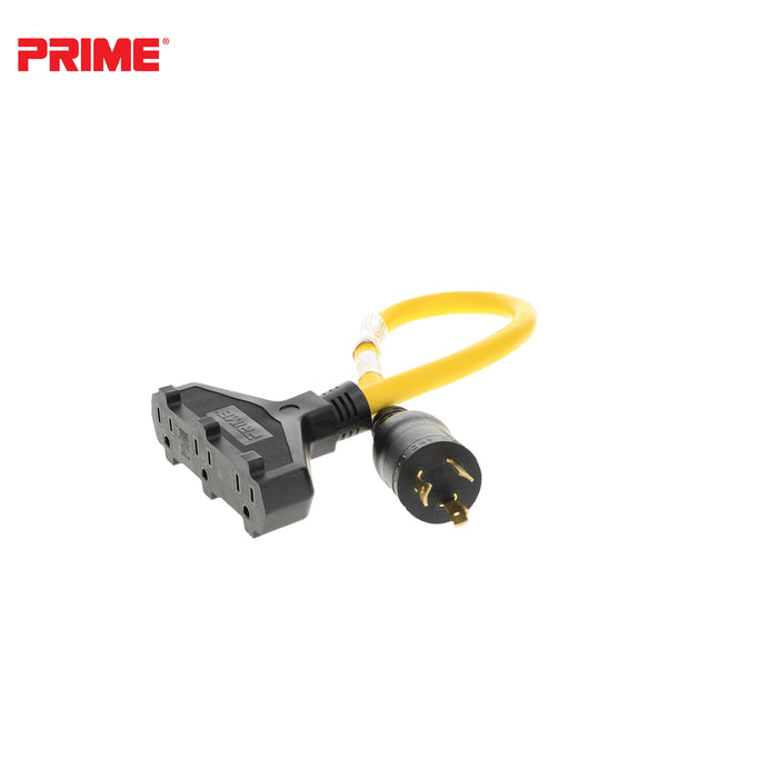 2ft 12/3 STW <br />Twist-to-Lock to U-Ground <br />3-Outlet Adapter