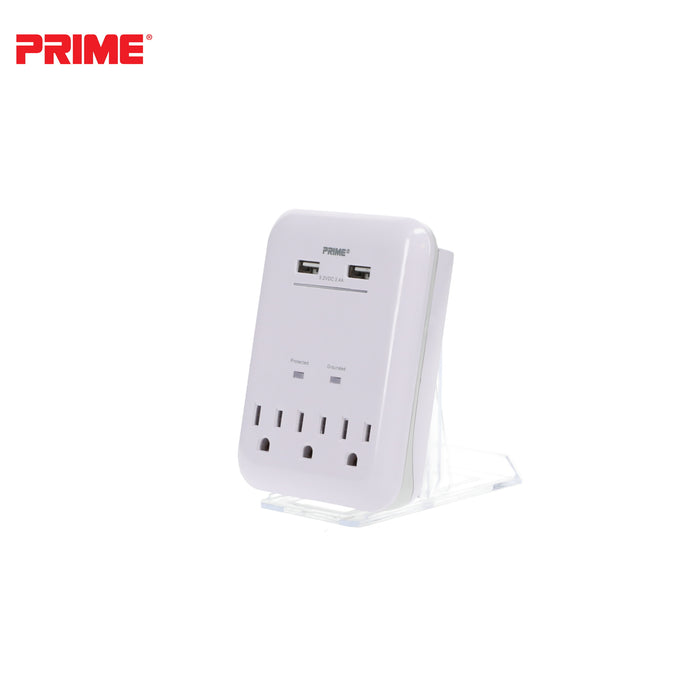 3 Outlet 950 Joule Surge Tap <br />with 2-Port 3.4A USB Charger