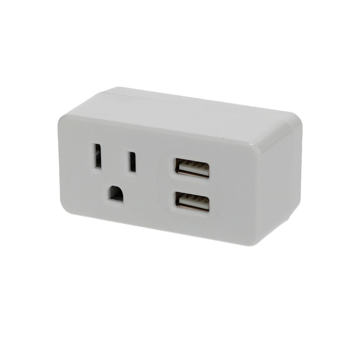 1-Outlet 2-Port Type-A, 2.1A USB Charger