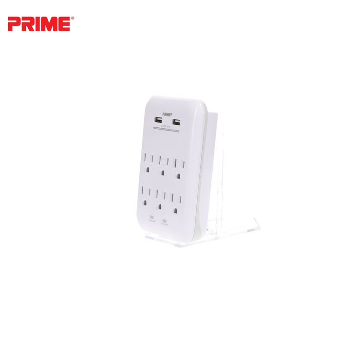 6 Outlet 1200 Joule Surge Tap<br>with 2-Port 3.4A USB Charger