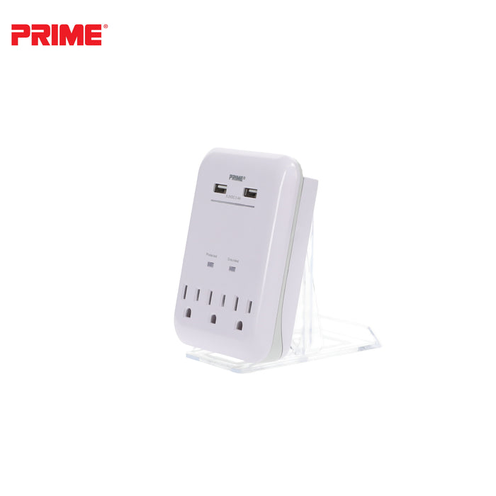 3 Outlet 950 Joule Surge Tap <br />with 2-Port 3.4A USB Charger