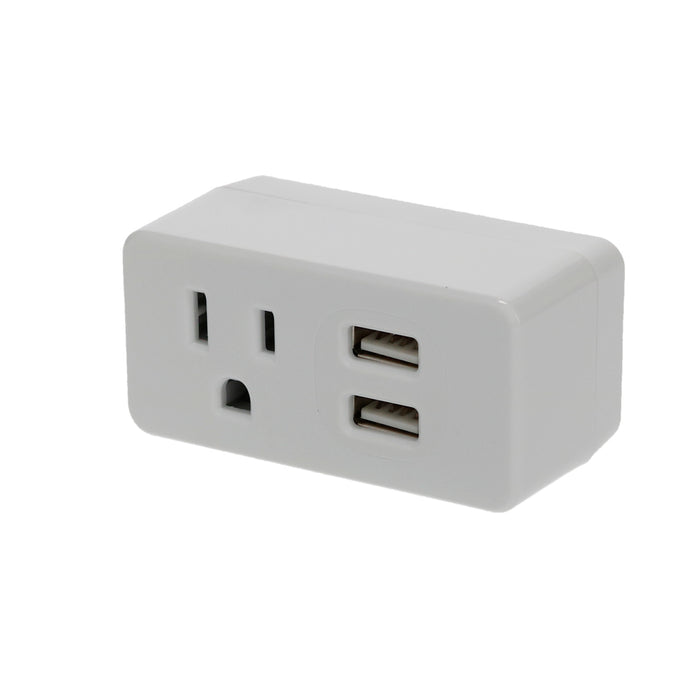 1-Outlet 2-Port Type-A, 2.1A USB Charger