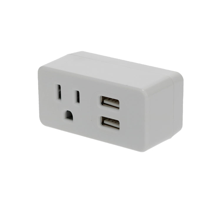 1-Outlet 2-Port Type-A, 2.1A USB Charger