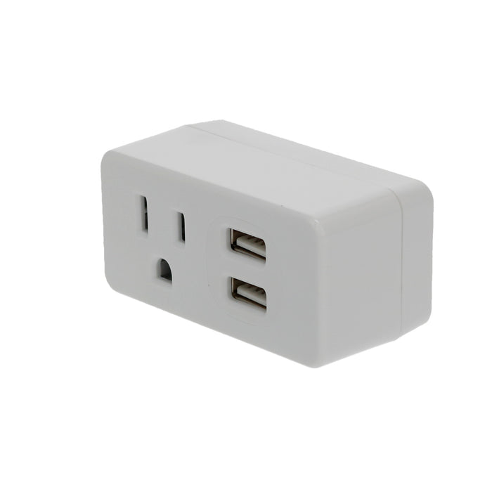 1-Outlet 2-Port Type-A, 2.1A USB Charger