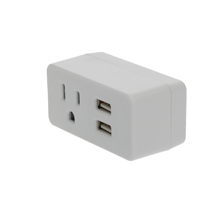 1-Outlet 2-Port Type-A, 2.1A USB Charger