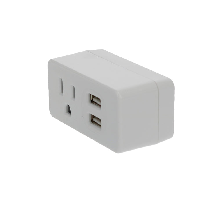 1-Outlet 2-Port Type-A, 2.1A USB Charger